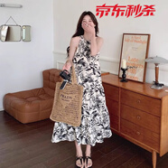 貝仙祺溫柔風(fēng)水墨掛脖露肩連衣裙女2025夏季新款韓系設(shè)計(jì)感小眾氣質(zhì)長(zhǎng)裙 【清新文藝】定制水墨畫(達(dá)人推 M (85-100斤內(nèi))