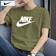 耐克（NIKE）短袖男士 25夏季新款運(yùn)動(dòng)服裝跑步健身衣純色棉質(zhì)半袖圓領(lǐng)休閑T恤 AR5005-222/全棉親膚 L 【175】體重130~150斤左右