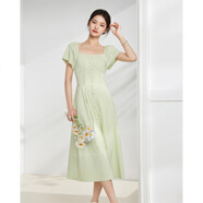 愛(ài)依服/愛(ài)依服連衣裙2025夏季新款韓版優(yōu)雅氣質(zhì)簡(jiǎn)單大方顯瘦連衣中裙 草綠 L