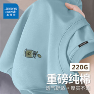 真維斯長(cháng)袖t恤男秋季簡(jiǎn)約白色上衣體恤潮流印花圓領(lǐng)寬松內搭打底衫GW 淺藍#DZS小盆栽X L