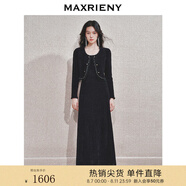 MAXRIENY【宮廷巴洛克-商場同款】華麗日常金絲絨無袖連衣裙 黑色 S