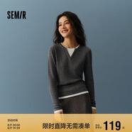 森馬（Semir）森馬毛衣女短款假兩件含羊毛針織衫24冬新款保暖內(nèi)搭109724107015