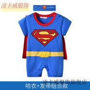凌卡戚夏季嬰兒連體衣蜘蛛俠卡通男寶寶超人爬服超萌可愛外出衣服0-1歲2 無內(nèi)褲超人+發(fā)帶 59/40(建議身高52-59cm)