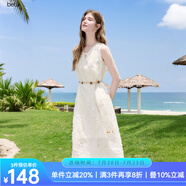 百圖betu女裝2025夏季新款連衣裙無袖羽毛流蘇背心氣質(zhì)裙子女2506T52 淺杏色 S