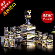LISM捷克原裝進(jìn)口金色水晶紅酒杯高腳杯葡萄酒杯7件套酒具 捷克原裝進(jìn)口菱形套裝法蘭花(1瓶
