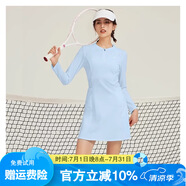 悅步網(wǎng)球運(yùn)動(dòng)連衣裙女2025春夏新款高端修身透氣網(wǎng)球服高爾夫羽毛球裙 淺藍(lán)色長袖 【送.安全打底褲】 L 【建議體重105-120斤】
