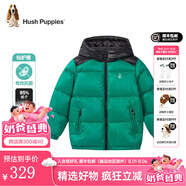 暇步士（Hush Puppies）【仙護(hù)盾】童裝兒童男女童冬季新款保暖時(shí)尚百搭連帽羽絨服 亮果綠 170