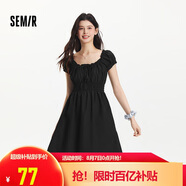 森馬（Semir）連衣裙女收腰蝴蝶結少女感2025夏俏皮木耳邊方領(lǐng)短裙109325114007