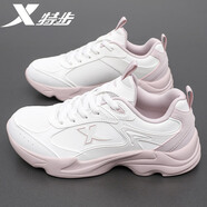 特步女鞋運動(dòng)鞋女秋季老爹鞋休閑鞋韓版輕便增高女士跑步鞋 米粉紅 36