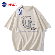 NASA GISS官方潮牌聯(lián)名純棉短袖男夏t恤潮流大碼寬松半袖 米杏 L 