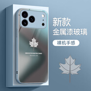 彩繪師 適用蘋果17ProMax手機殼5G金屬漆玻璃iPhone 17Air鏡頭全包防摔硅膠保護套簡約漸變楓葉男女新款 蘋果17ProMax【藍楓葉】鏡頭全包