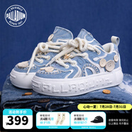 帕拉丁（PALLADIUM）扣子鞋運(yùn)動(dòng)休閑鞋情侶款低幫帆布鞋女鞋男鞋子 淺藍(lán)/白-牛仔藍(lán) 36