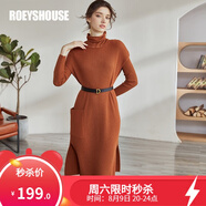 ROEYSHOUSE羅衣47.5%綿羊毛毛衣連衣裙女2秋裝氣質(zhì)純色針織裙04758 孟買褐 L 不配內(nèi)搭