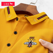 紅蜻蜓棉短袖t恤polo衫男士高端專(zhuān)柜品質(zhì)蜜蜂刺繡翻領(lǐng)中青年夏季 上衣   黃色 2XL /54/185