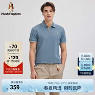 Hush Puppies【經(jīng)典休閑】暇步士男裝春夏撞色線條短袖POLO衫 065中藍3 M