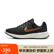 耐克NIKE跑步鞋女子透氣REVOLUTION 6低幫運動(dòng)鞋DC3729-009黑金35.5