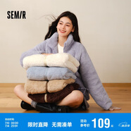 森馬（Semir）外套女插肩袖珊瑚絨仿羊羔毛2024冬季立領(lǐng)寬松夾克109724108003