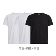 樓高素衣【醫(yī)美級】100高支六片裁絲光長絨棉商務(wù)極簡舒適短袖T男 白色*2+黑色 3件裝最劃算 XL  /3碼