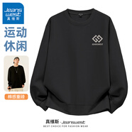 真維斯（Jeanswest） 衛(wèi)衣男春秋季重磅青少年無(wú)帽寬松港風(fēng)復(fù)古大碼男女生圓領(lǐng)外套潮 黑#MZS雙回標(biāo) L 【寬松舒適，親膚透氣】