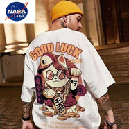 NASALIKE品牌oversize潮牌寬松T恤美式短袖五分袖大碼國潮t恤加肥加大男裝 A1964白色 5XL