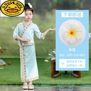 G.DUCKKIDS傣族服裝兒童女男童云南西雙版納泰國傳統服飾六月一民族演出服 K24002藍色:頭花+上衣+裙子 140 cm