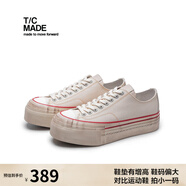 TCMADE 009D白色 帆布拼接牛皮 厚底 增高 做舊硫化鞋 男女同款 白色 45