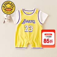 G.DUCKKIDS嬰兒衣服夏季薄款新生嬰兒連體衣百日周歲網(wǎng)紅運(yùn)動(dòng)籃球服童裝男寶 黃色 73cm 建議年齡5-7個(gè)月體重13斤-18斤