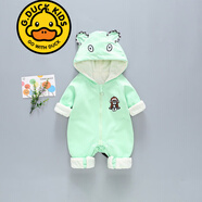 G.DUCKKIDS品牌童裝帽嬰兒衣服春秋款新生兒連體衣男女寶寶秋裝滿月哈衣爬服 猴子春秋 綠色 73cm