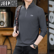 JEEP SPIRIT吉普男裝長(zhǎng)袖T恤男夏季半拉鏈立領(lǐng)運(yùn)動(dòng)速干體恤薄款冰絲打底衫男 深灰色 M 170/88A