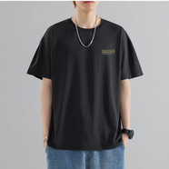 凡純涼感短袖oversize定制小白T恤夏季純色潮牌男女同款冰絲t恤 TC237 黑色 2XL