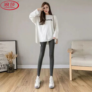 浪莎（LangSha）莫代爾九分打底褲女薄款百搭外穿修身顯瘦大碼運(yùn)動(dòng)瑜伽褲打底褲子 裝深灰色秋春薄款 九分褲 1條 M 80-100斤