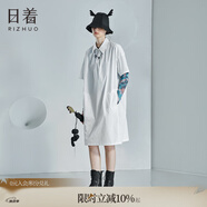 日著（rizhuo）原創(chuàng)設(shè)計(jì)感女裝2024夏季新款中長款裙小個(gè)子短袖多巴胺連衣裙 唰白現(xiàn)貨 M