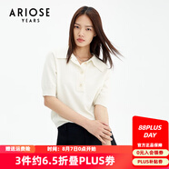 艾諾絲雅詩【商場(chǎng)同款】春秋新款五分袖法式polo領(lǐng)羊毛針織衫短袖女10818027 奶油米 S
