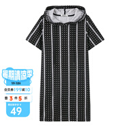 美特斯邦威連衣裙女夏季學(xué)生休閑潮流印花針織連衣裙 黑色組 S 155 80A