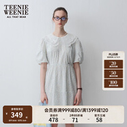 Teenie Weenie小熊女裝簡(jiǎn)約夏季法式氣質(zhì)連衣裙蕾絲娃娃領(lǐng)收腰裙子 淺藍(lán)色 S (160)
