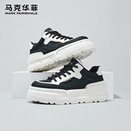 馬克華菲男鞋2025鞋子男款男士厚底增高小白鞋休閑鞋板鞋 曜石黑  41