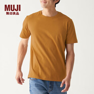 無印良品 MUJI 男式 印度棉天竺編織 圓領(lǐng)短袖T恤 ABA01A0S 淺橙色 L