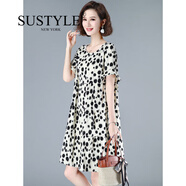 SUSTYLE奢侈高端品牌女裝高檔雪紡連衣裙2025夏季大碼顯瘦時(shí)尚媽媽休閑裙 白色 3XL 【140-160斤】