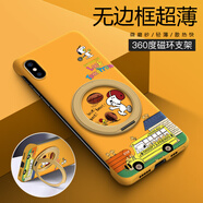 彩繪師 適用蘋果xsmax手機殼超薄防摔無邊框iPhone X/XR散熱磨砂半包保護套XS網(wǎng)紅卡通史努比男女款創(chuàng)意 蘋果X/XS【黃汽車奴比】帶支架