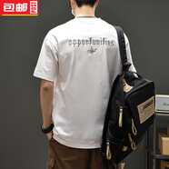 天爵鯊（SKYSIR SHARK）廣東普寧男t恤衫高端正品260g重磅冰絲T恤夏季字母休閑上衣款寬松 白色 M