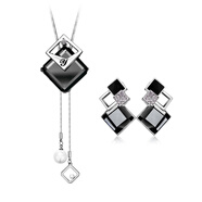 Qlady毛衣鏈大氣輕奢感毛衣項鏈女2025新款長(cháng)吊墜配飾掛件百搭 【套裝】白金灰色+耳釘