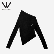 BOY BY BOY2025秋季新品T恤修身一字肩女士長(cháng)袖T恤 黑色 S