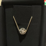 香奈兒Chanel25A新款女士水鉆五角星雙C鏤空圓球項鏈 銀色