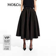 MO&Co.半身裙2025春新品黑色機(jī)能風(fēng)高腰蓬松小黑裙附腰帶MBE1SKT032 黑色 XS
