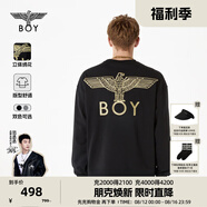 BOY LONDON【經(jīng)典款】冬情侶款logo圓領(lǐng)休閑百搭潮牌衛(wèi)衣N03909 黑色 簡約刺繡 S
