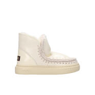 MOU女鞋圓頭皮飾徽標短靴百搭休閑舒適冬靴 裸色 37