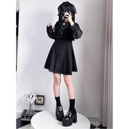 笑炎現貨清楚系披肩蕾絲連衣裙雪紡長(cháng)袖 日系可愛(ài)lolita裙洛麗塔 連衣裙 S