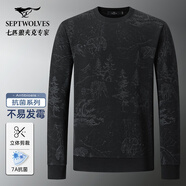 七匹狼長(cháng)袖t恤男士秋冬保暖舒適青年男裝純色圓領(lǐng)套頭體恤衛衣男上衣 001(黑色) M （165/84A）