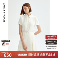 朗姿【尖貨補(bǔ)單】黑白色顯瘦輕禮服襯衫連衣裙女夏新款復(fù)古小黑裙裙子 白色2 L 165/84A