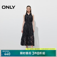 ONLY 2025春季浪漫風(fēng)無袖翻領(lǐng)收腰長裙連衣裙女|125107092